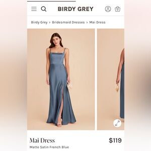Birdy Grey Mai Bridesmaid Dress in French Blue Matte Satin